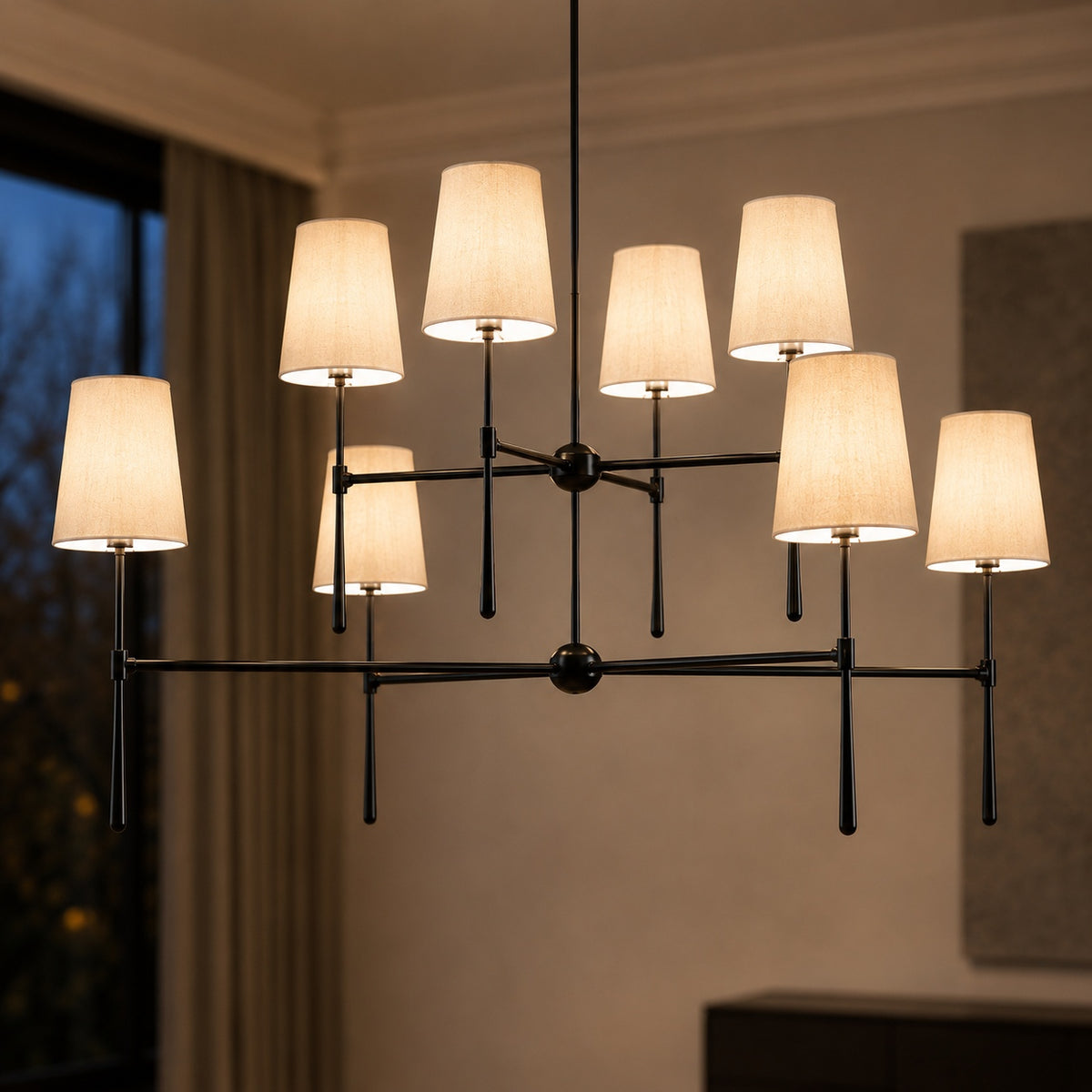Modern Chandelier Light Flush Mount Metal Glass Adjustable LED 5 Light Fixture