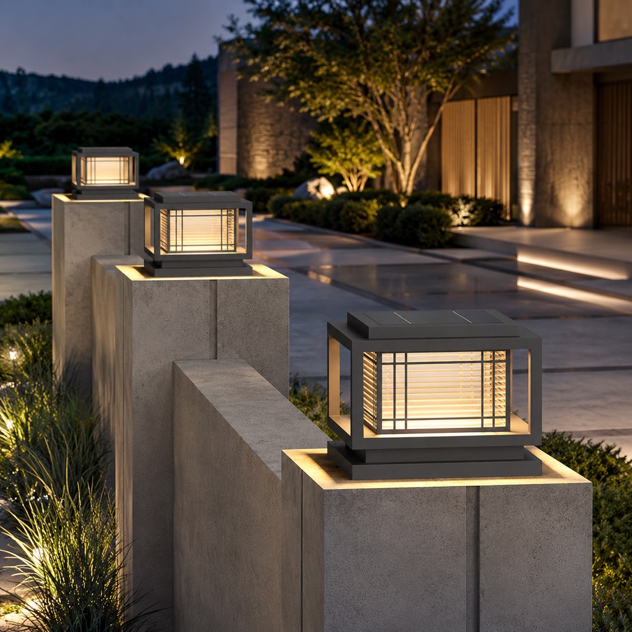 Solar Powered Modern Minimalist Outdoor Wall Light Waterproof LED Garden Fixture