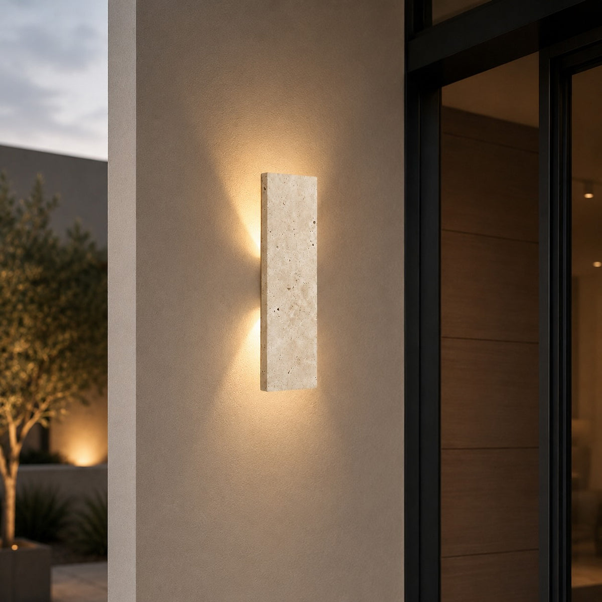 Modern Outdoor Wall Light Wall Mounted Natural Stone Dimmable LED IP65 Rated Exterior Fixture