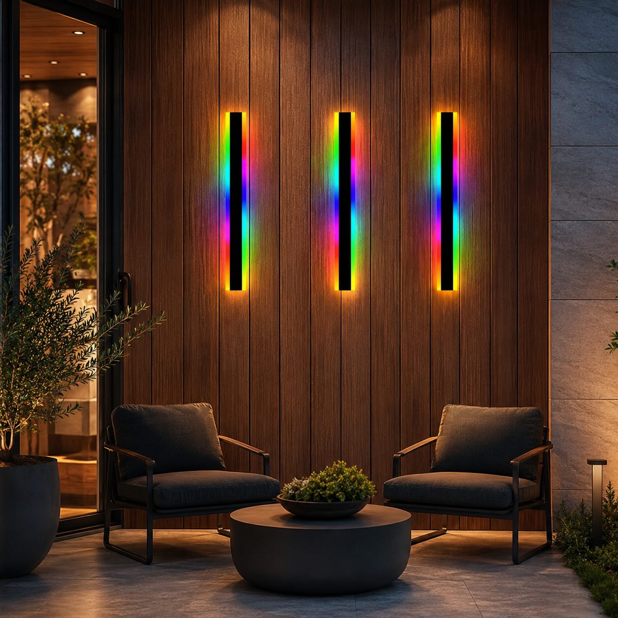 Modern Outdoor Wall Light Fixture Waterproof Aluminum LED with Remote and App Control IP65