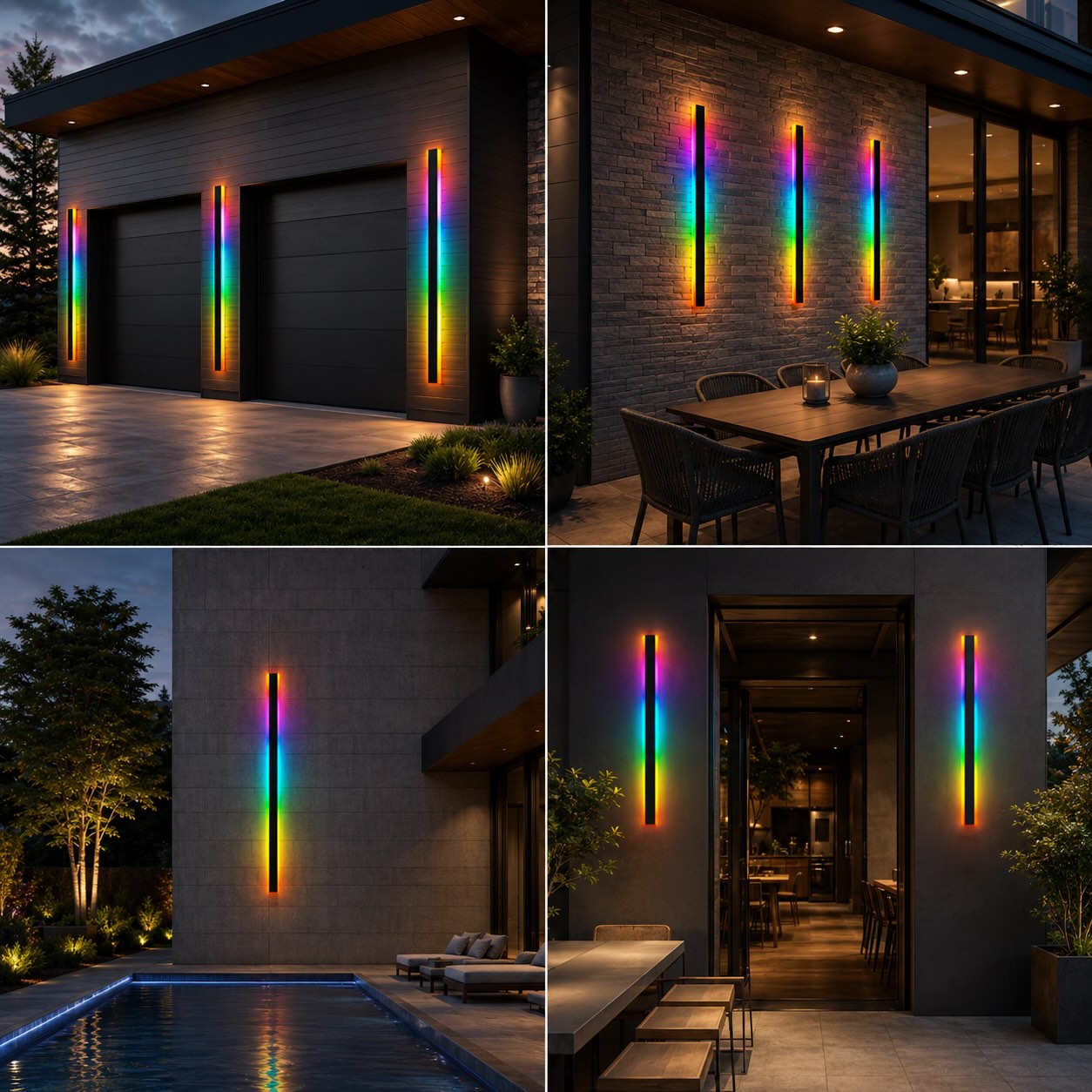 Modern Outdoor Wall Light Fixture Waterproof Aluminum LED with Remote and App Control IP65