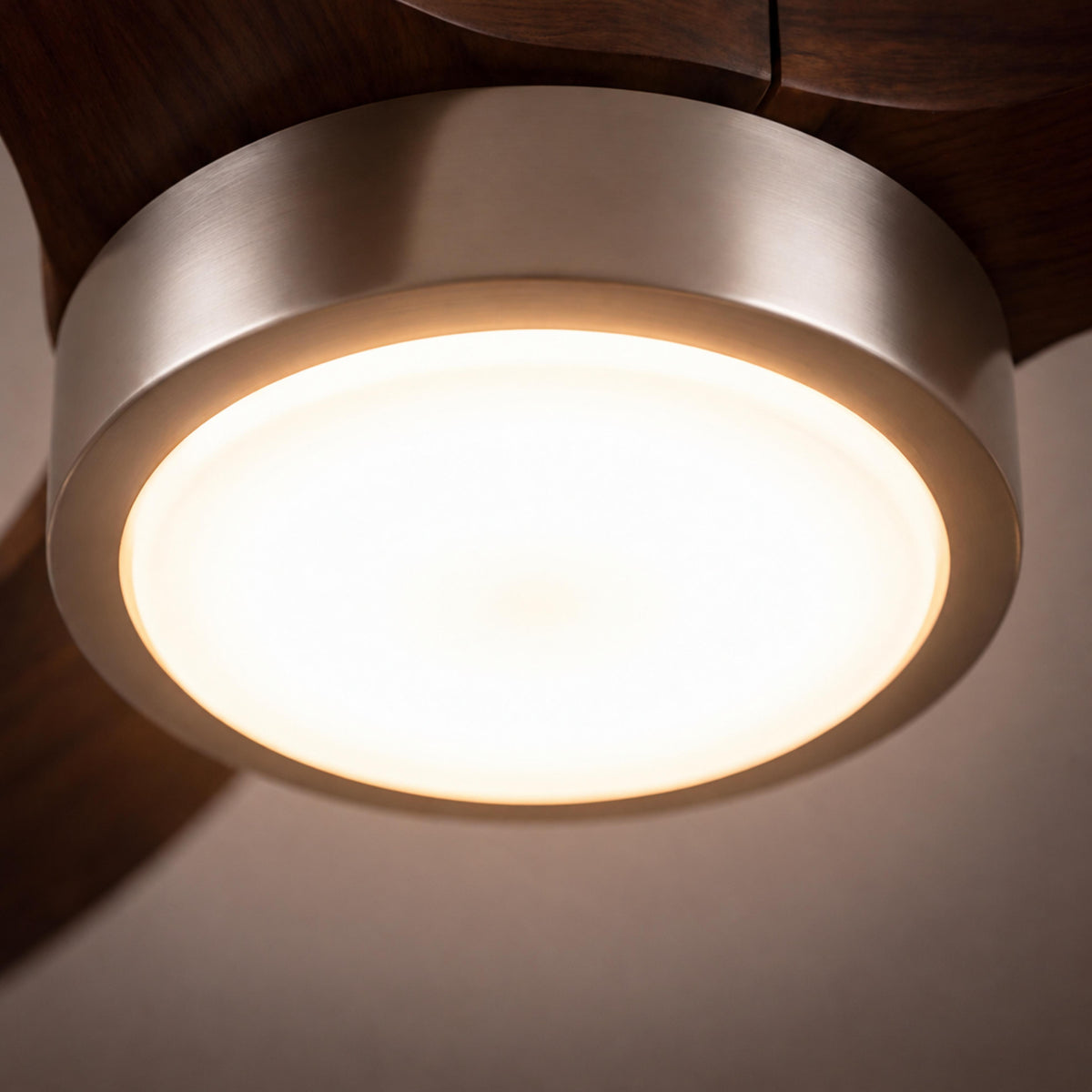 Modern Black Ceiling Fan with Light Flush Mount Iron Glass Wood Blades LED Adjustable Speed