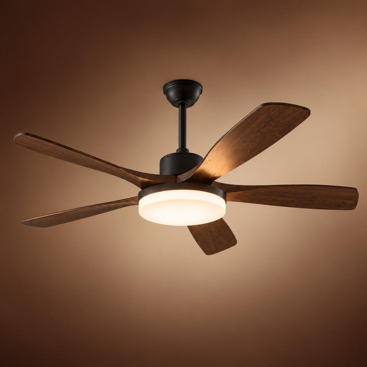 Modern Flush Mount Ceiling Fan with Lights 5-Blade Metal Adjustable LED Remote Control 48/52 Inch