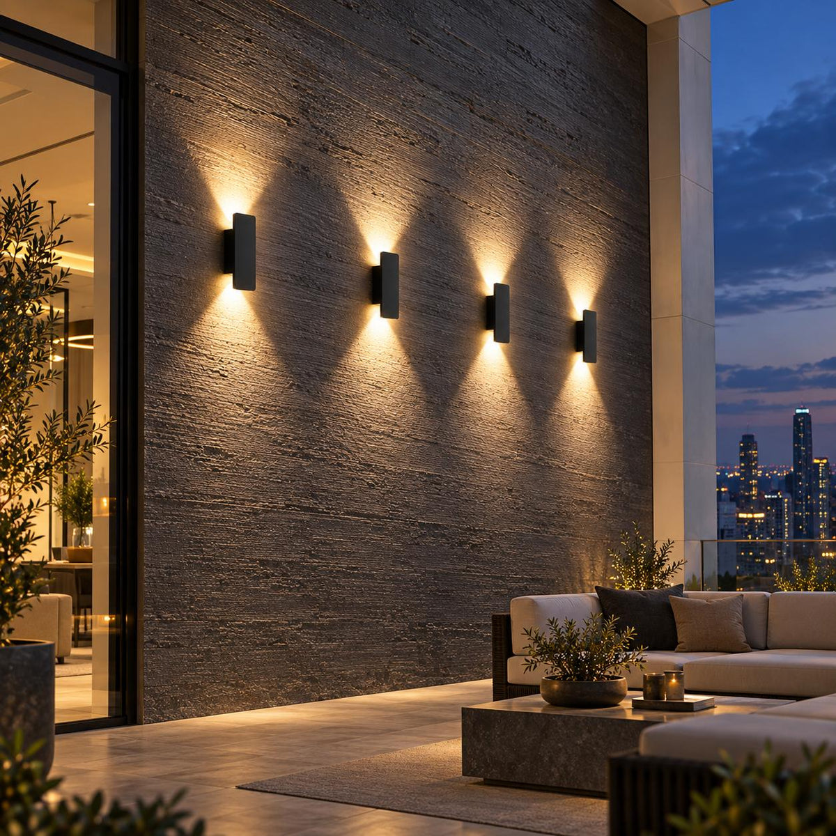 Modern Outdoor Wall Light Wall Mounted Aluminum 18W LED IP65 Weather Resistant for Gardens