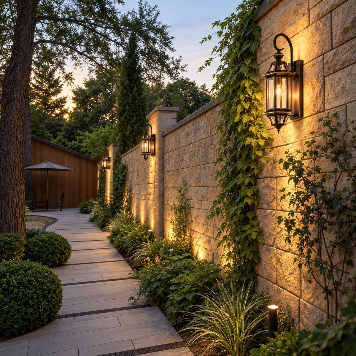 Modern Outdoor Wall Light Adjustable Wall Mounted Black Brass Fixture with Clear Glass Shade IP65 Waterproof