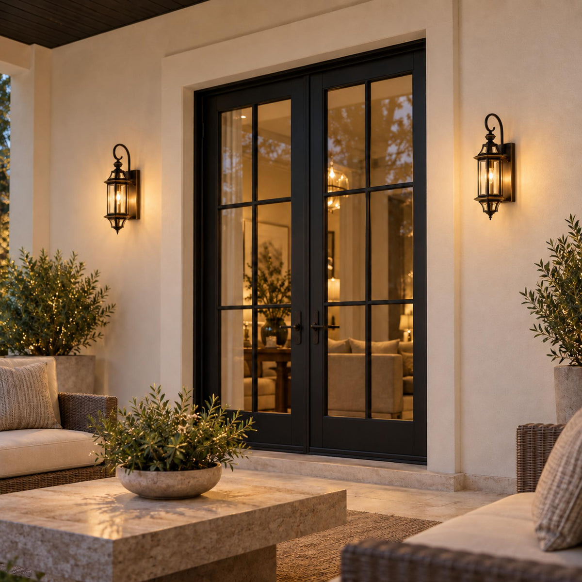 Modern Outdoor Wall Light Adjustable Wall Mounted Black Brass Fixture with Clear Glass Shade IP65 Waterproof
