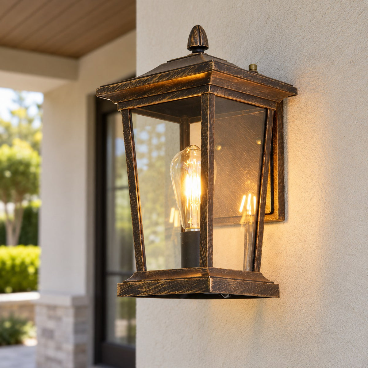 Industrial Outdoor Wall Light Black Aluminum Clear Glass LED Compatible IP65 Moisture Resistant