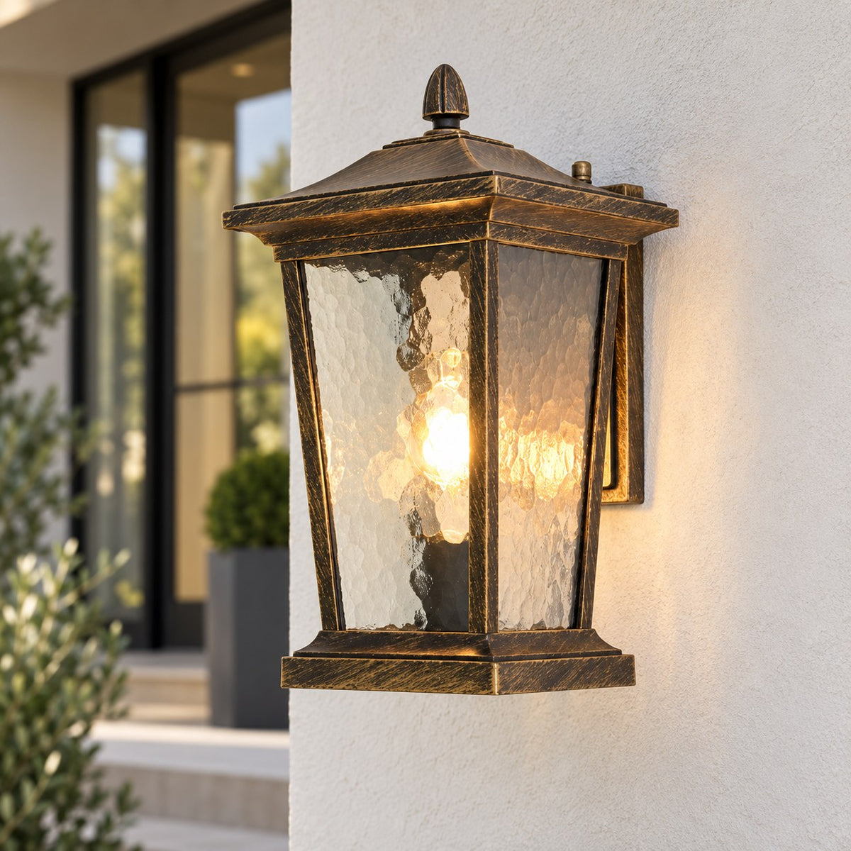 Industrial Outdoor Wall Light Black Aluminum Clear Glass LED Compatible IP65 Moisture Resistant