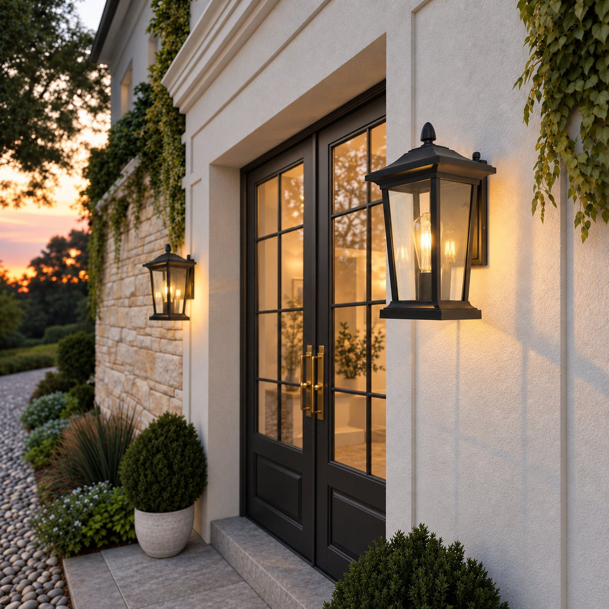 Industrial Outdoor Wall Light Black Aluminum Clear Glass LED Compatible IP65 Moisture Resistant