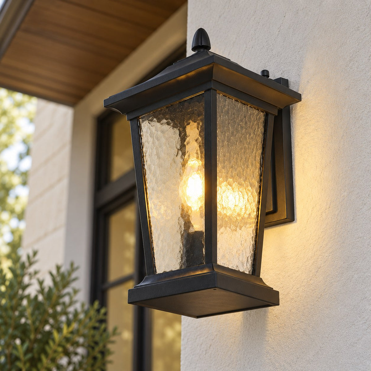 Industrial Outdoor Wall Light Black Aluminum Clear Glass LED Compatible IP65 Moisture Resistant