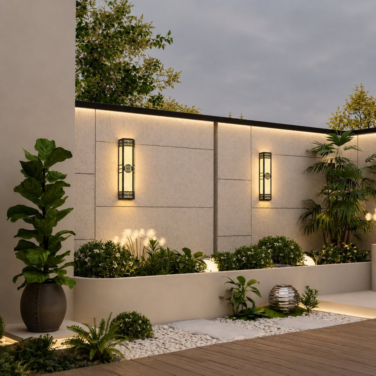 Modern Outdoor Wall Light Wall Mounted Metal Integrated LED Waterproof for Gardens and Patios