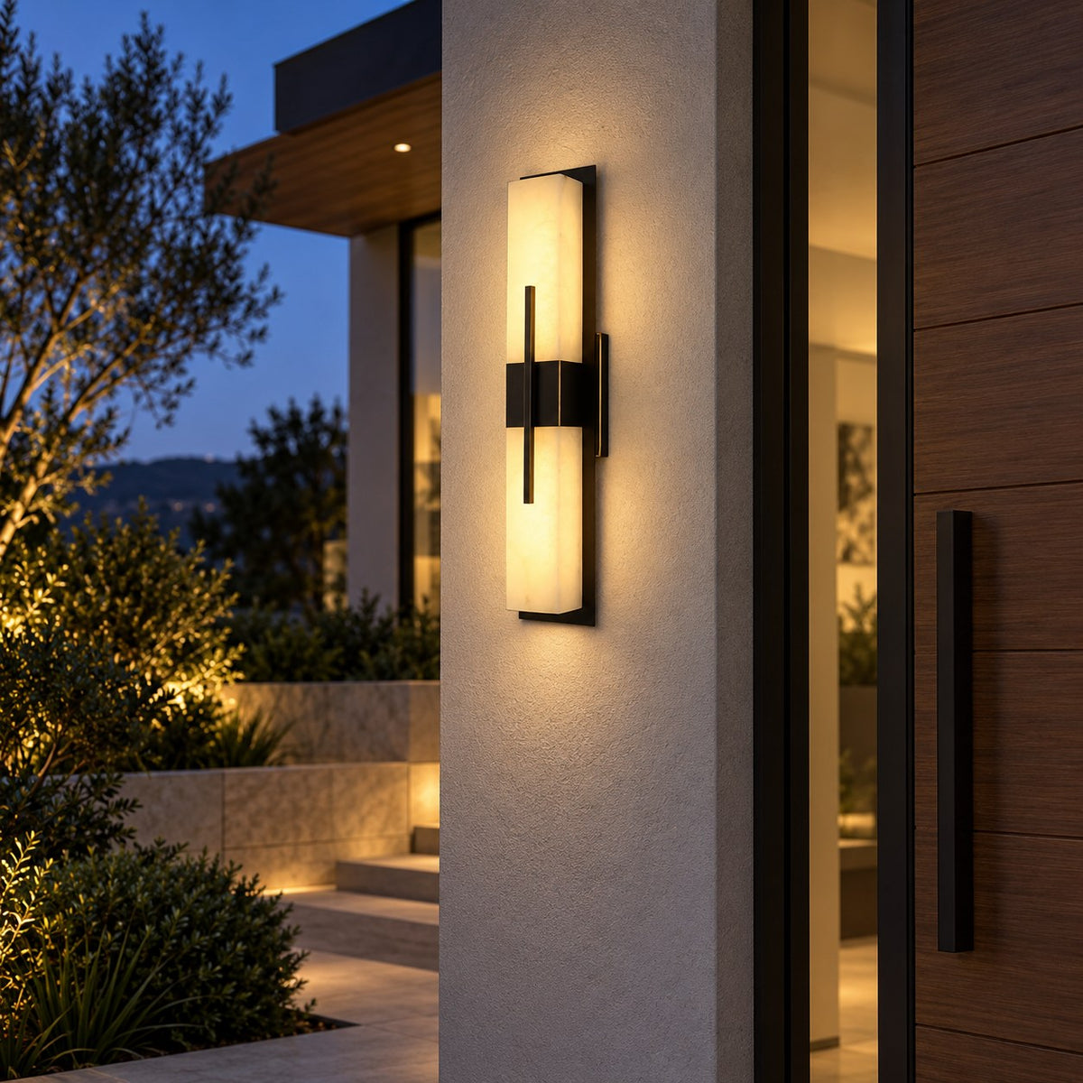 Modern Outdoor Wall Light Waterproof Stainless Steel Wall Mounted Integrated LED with Three Color Temperatures