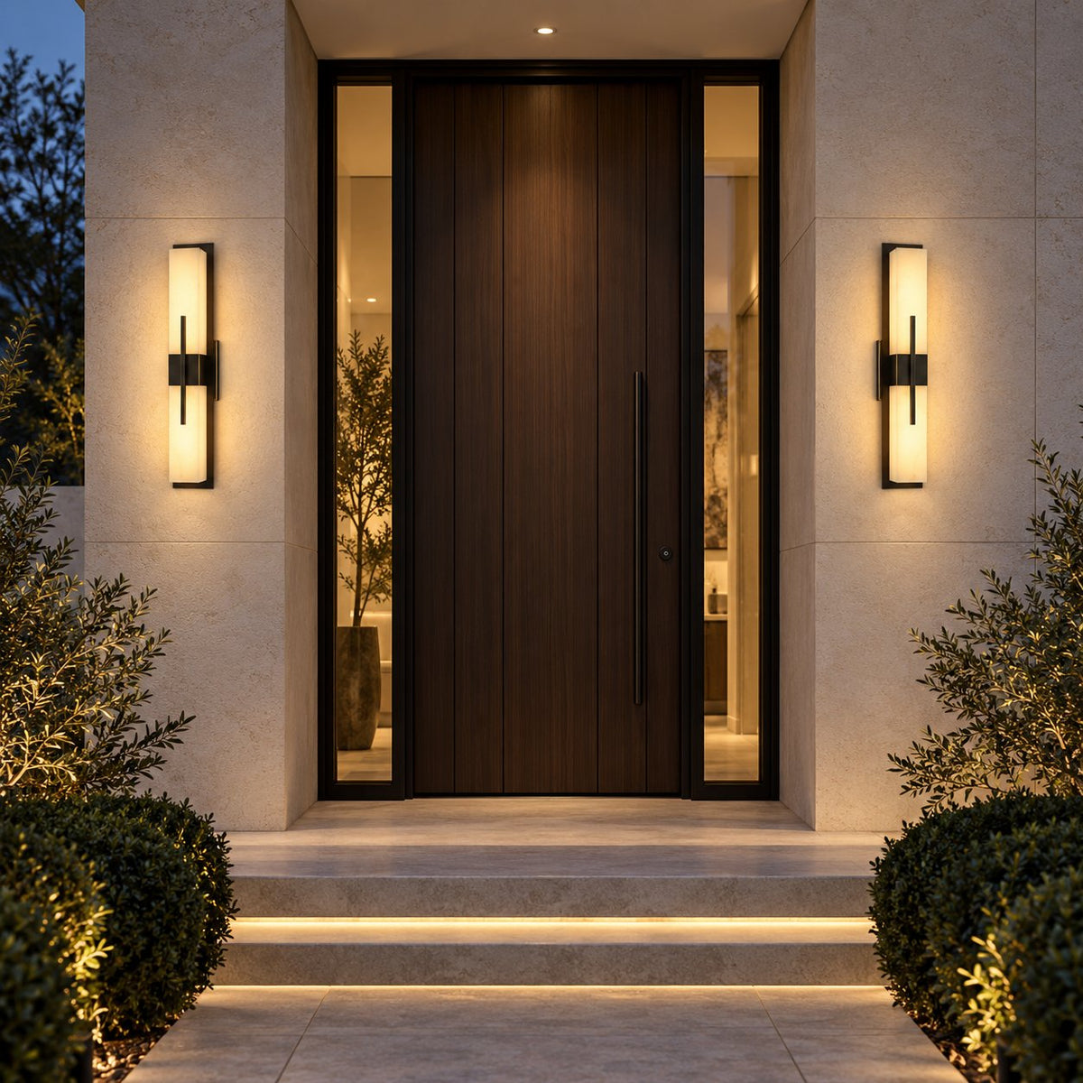 Modern Outdoor Wall Light Waterproof Stainless Steel Wall Mounted Integrated LED with Three Color Temperatures
