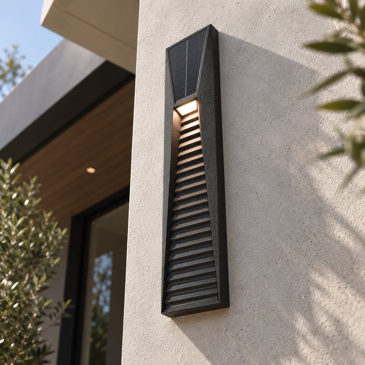 Modern Solar Outdoor Wall Light Wall Mounted Stainless Steel Acrylic LED Automatic