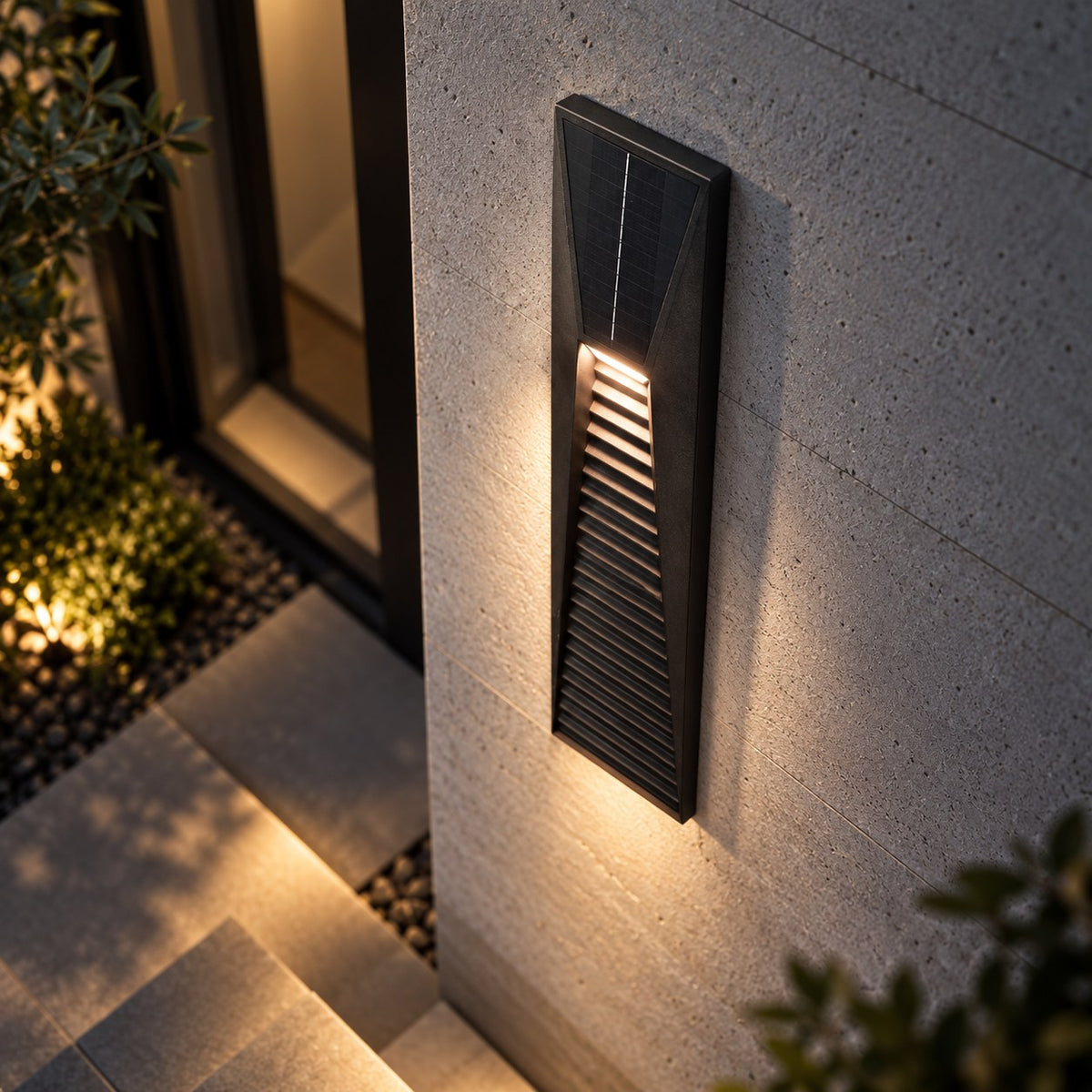 Modern Solar Outdoor Wall Light Wall Mounted Stainless Steel Acrylic LED Automatic