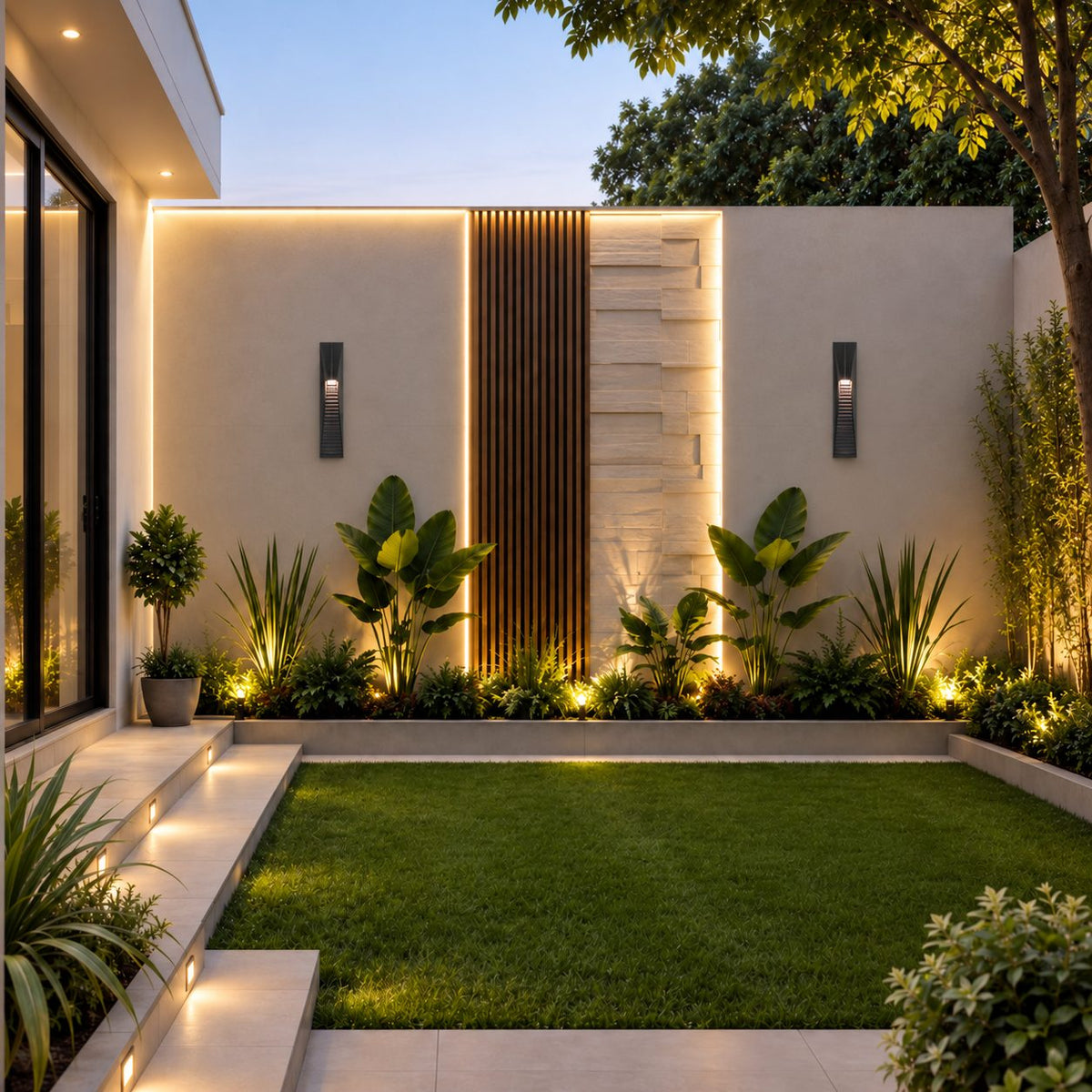 Modern Solar Outdoor Wall Light Wall Mounted Stainless Steel Acrylic LED Automatic