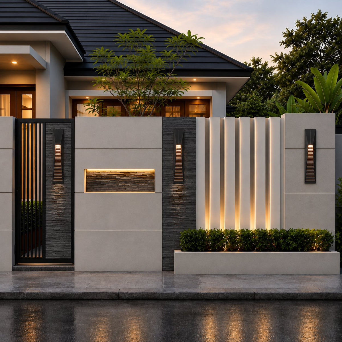 Modern Solar Outdoor Wall Light Wall Mounted Stainless Steel Acrylic LED Automatic