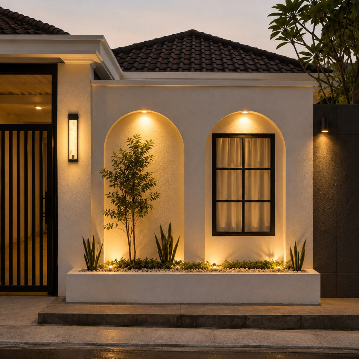 Modern Outdoor Wall Light Wall Mounted Stainless Steel IP65 Waterproof Integrated LED