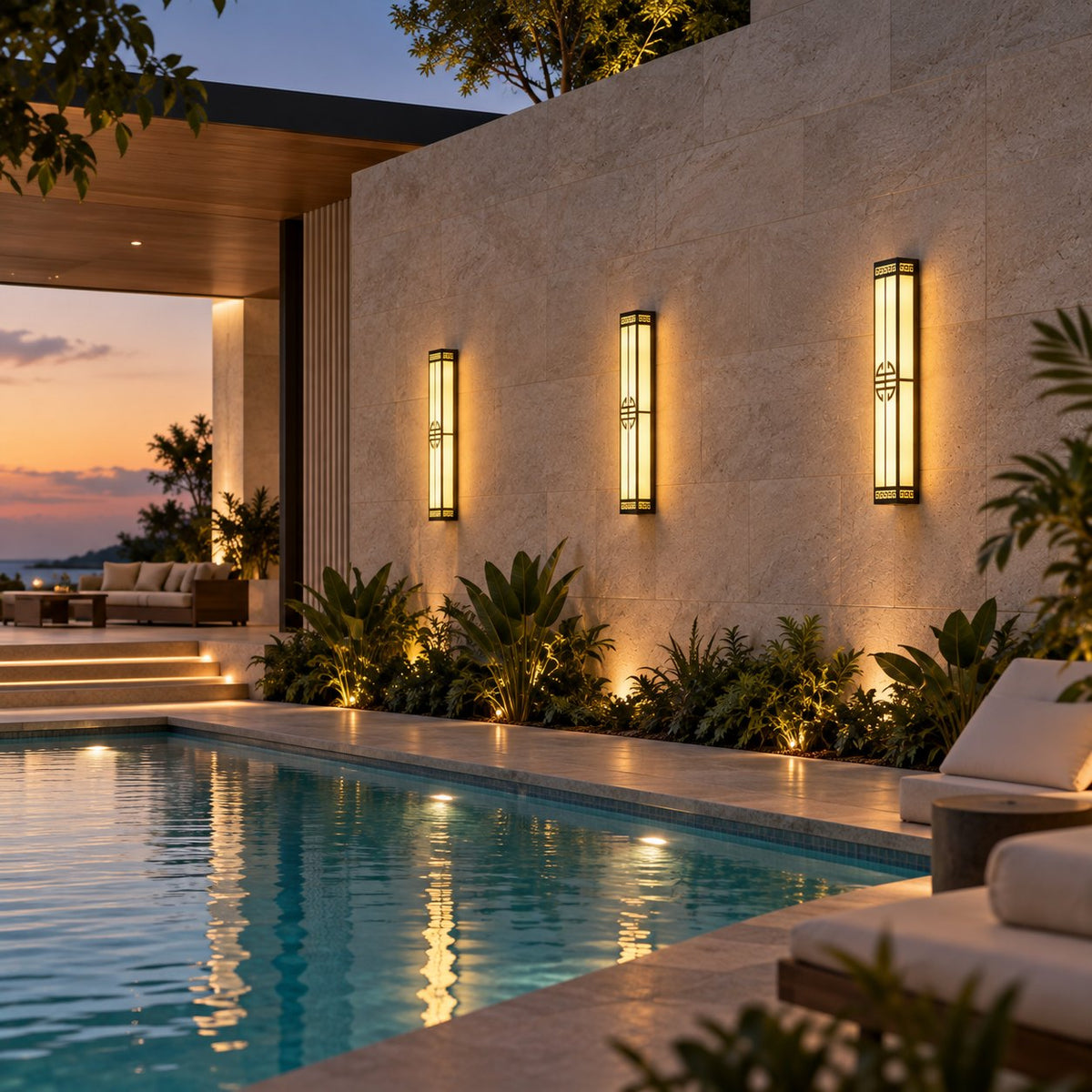 Modern Outdoor Wall Light Waterproof Metal Integrated LED IP65 for Patios and Gardens