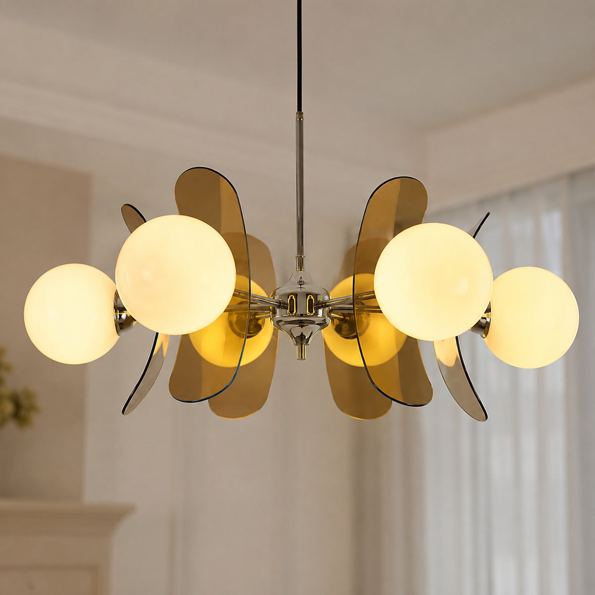Modern Chandelier Hanging Light Metal Multi-Color LED Fixture for Dining Room