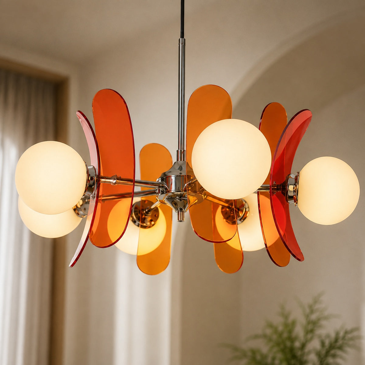 Modern Chandelier Hanging Light Metal Multi-Color LED Fixture for Dining Room
