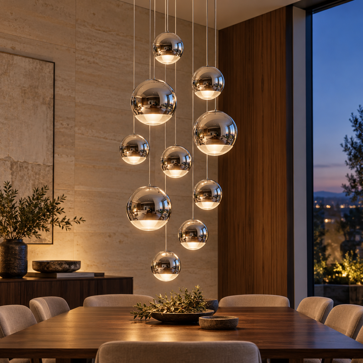 Modern Glass Pendant Light Adjustable Hanging Fixture LED Compatible for Kitchen Lighting