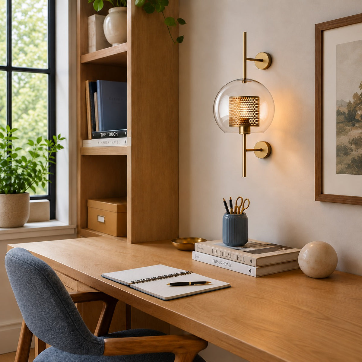 Modern Glass Wall Light Wall Mounted Metal Frame LED Sconce for Indoor Illumination