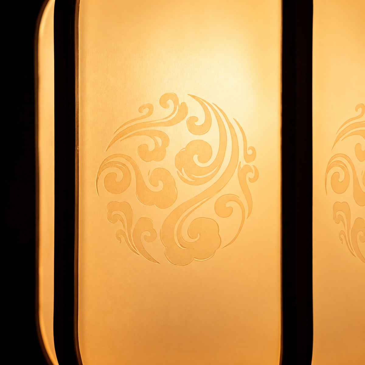Traditional Pagoda Outdoor Pendant Light with Faux Alabaster Panels & Bronze Gold Aluminium Frame