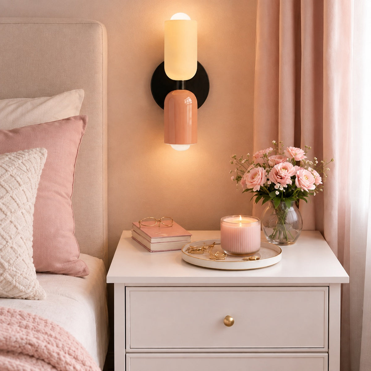 Modern Nordic Wall Light Double Head Wall Mounted Painted Iron Dimmable E26 LED Compatible