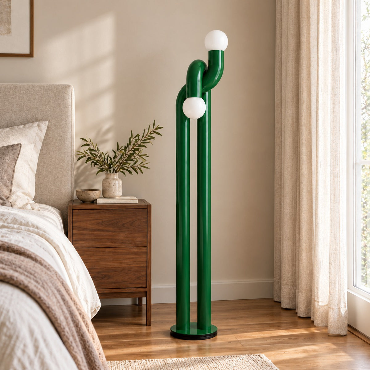 Modern Floor Lamp with Adjustable Height Metal Base for LED Bulbs in Living Room