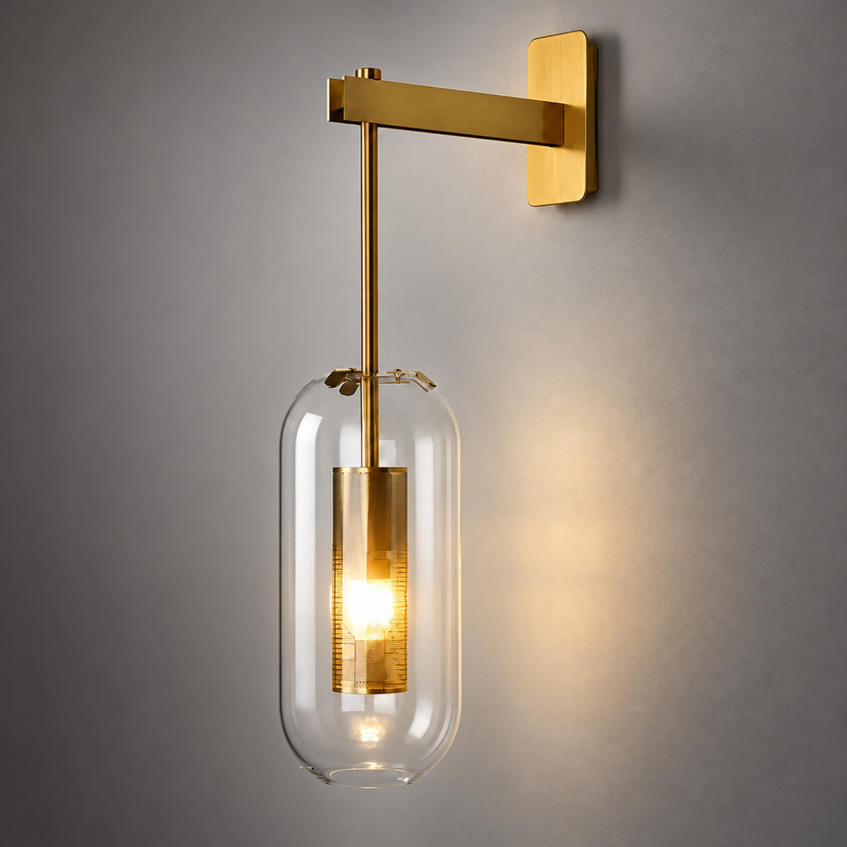Modern Wall Light Wall Mounted Metal Frame Glass Shade LED Fixture for Ambiance