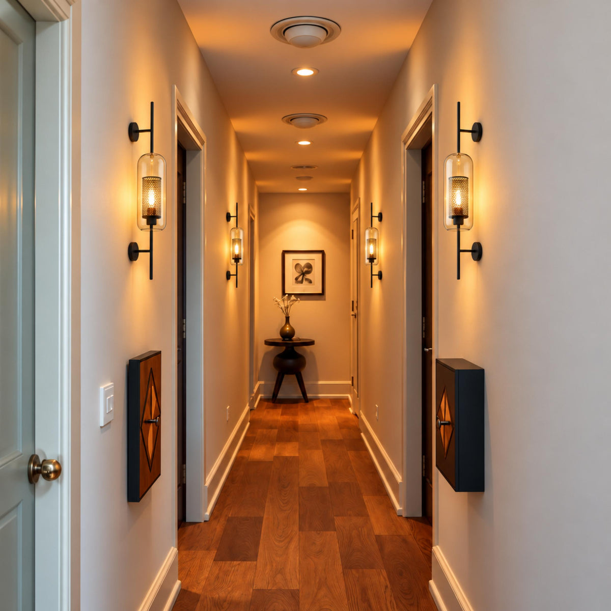 Modern Glass Wall Light Wall Mounted Metal Frame LED Sconce for Indoor Illumination