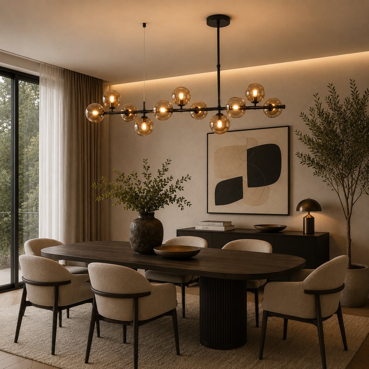 Modern Glass Pendant Lights Cluster Hanging Adjustable LED for Kitchen Island and Dining Room