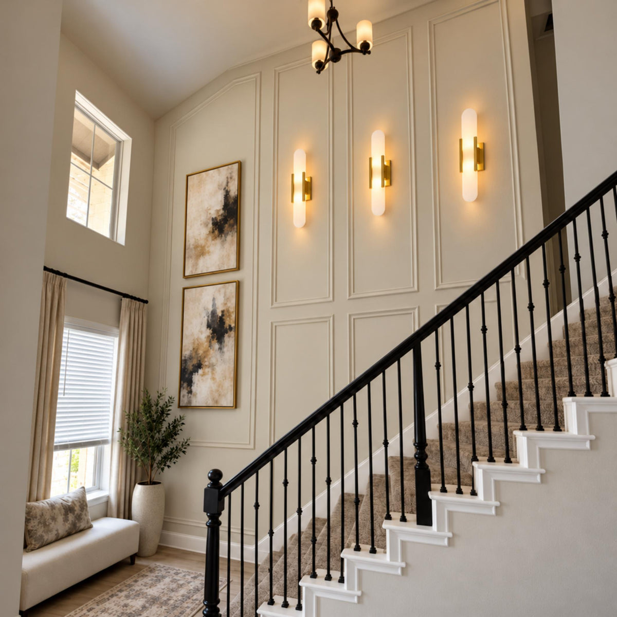 Modern Oblong Wall Sconce Wall Mounted Alabaster Shade LED Wall Light Fixture