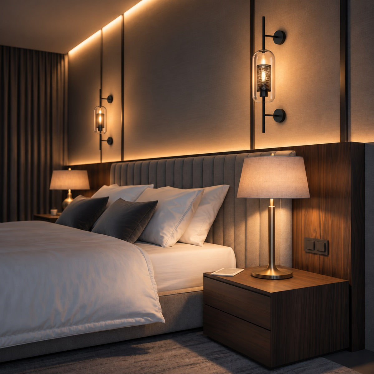 Modern Glass Wall Light Wall Mounted Metal Frame LED Sconce for Indoor Illumination