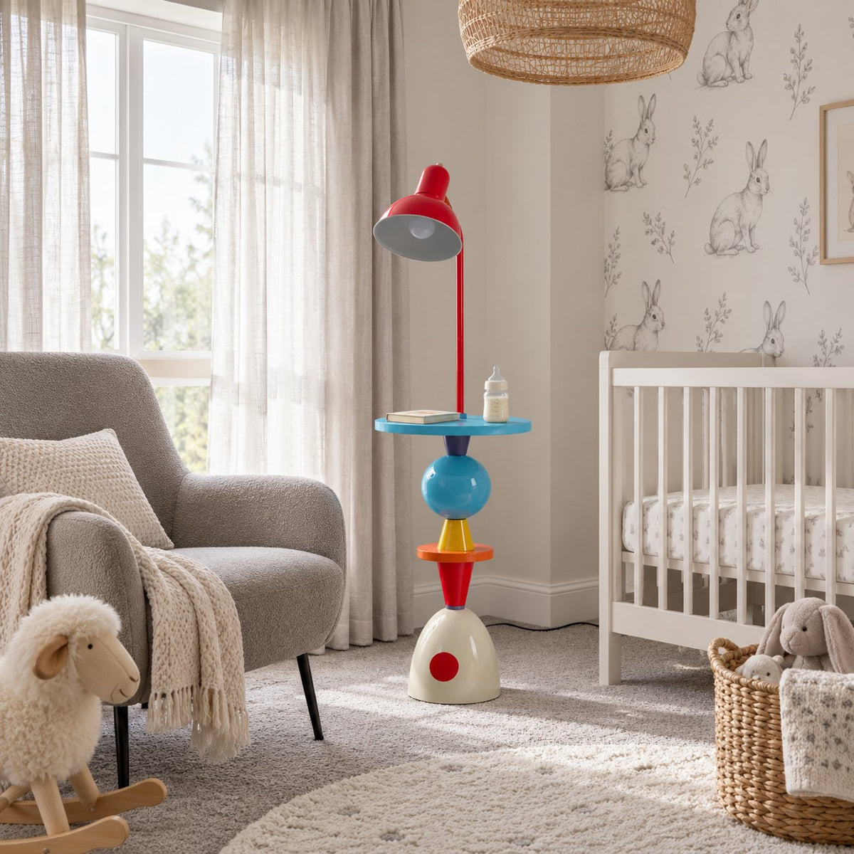 Modern Floor Lamp Adjustable Height LED Acrylic Shade Multi-Color Indoor Lighting