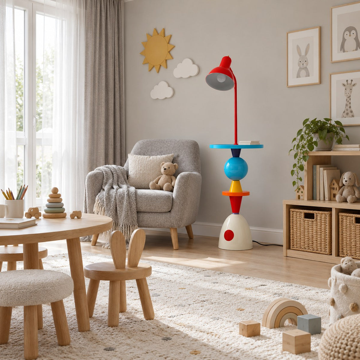 Modern Floor Lamp Adjustable Height LED Acrylic Shade Multi-Color Indoor Lighting