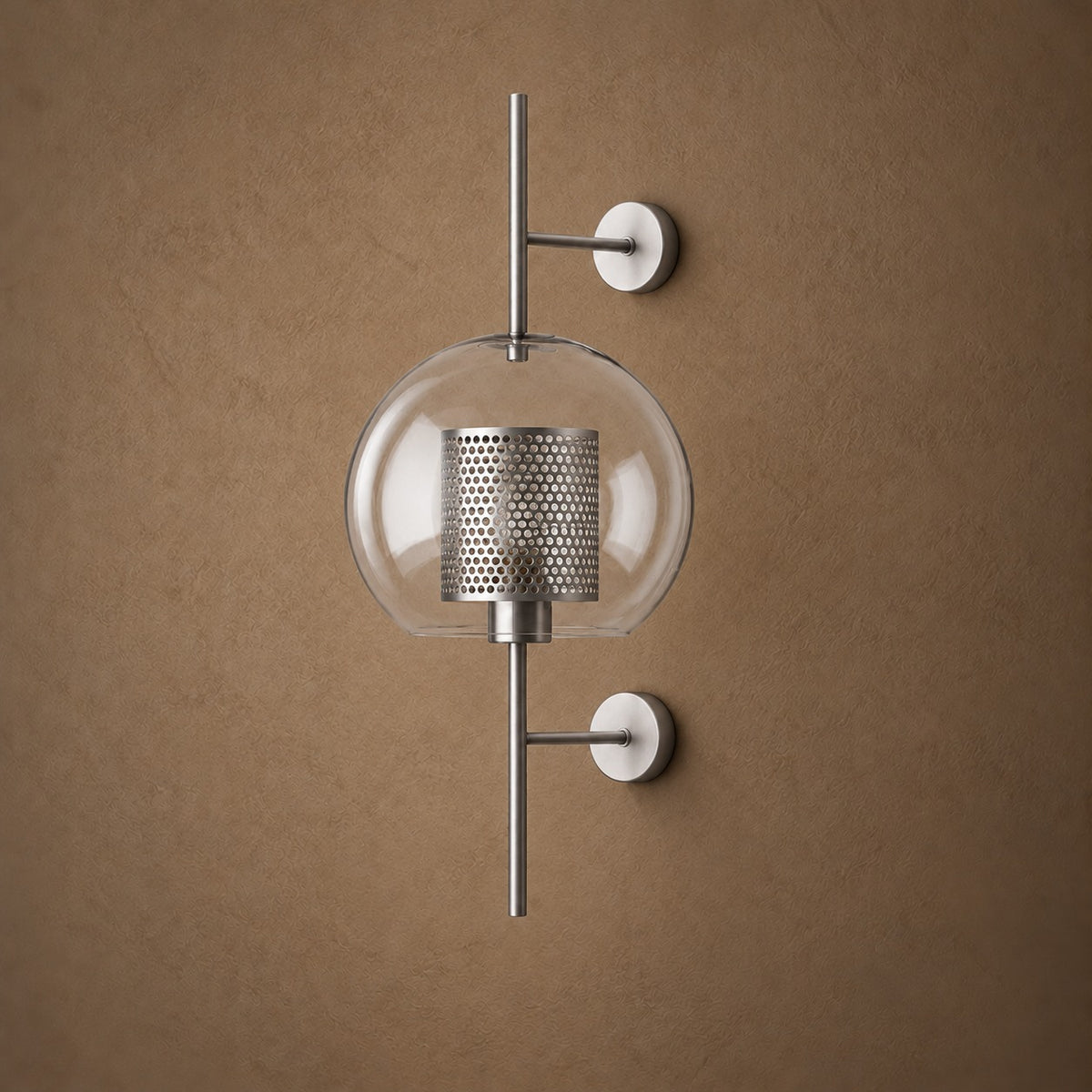 Modern Glass Wall Light Wall Mounted Metal Frame LED Sconce for Indoor Illumination