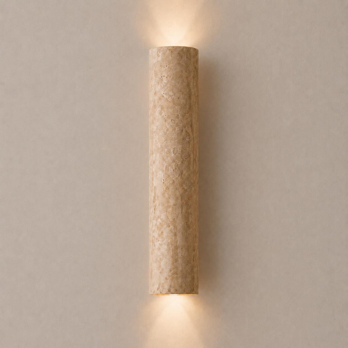 Minimalist Wall Light Up Down Sconce Travertine Stone LED 3000K Warm White Hardwired