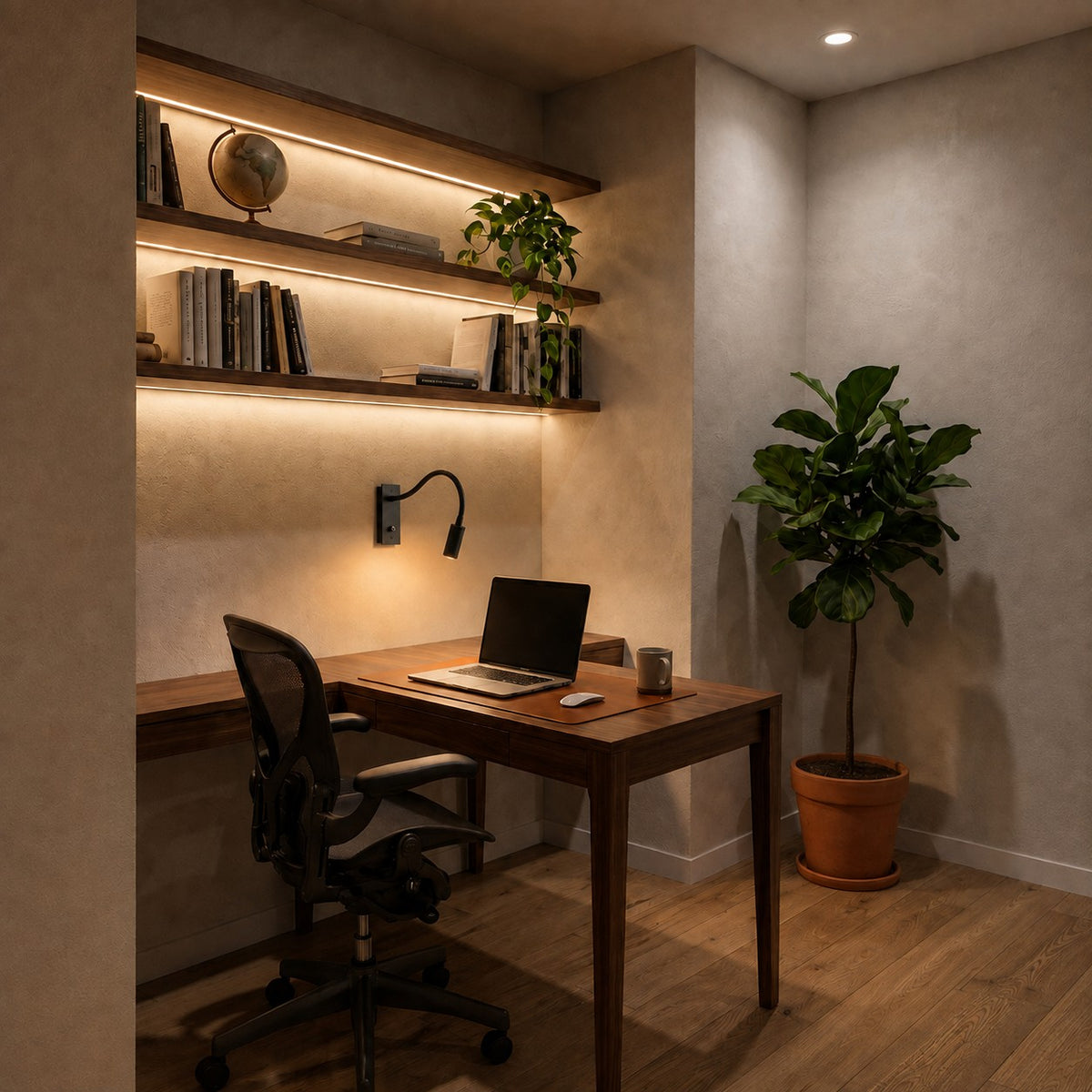 Industrial Wall Light Adjustable Gooseneck Aluminum Integrated LED 3000K Task Illumination