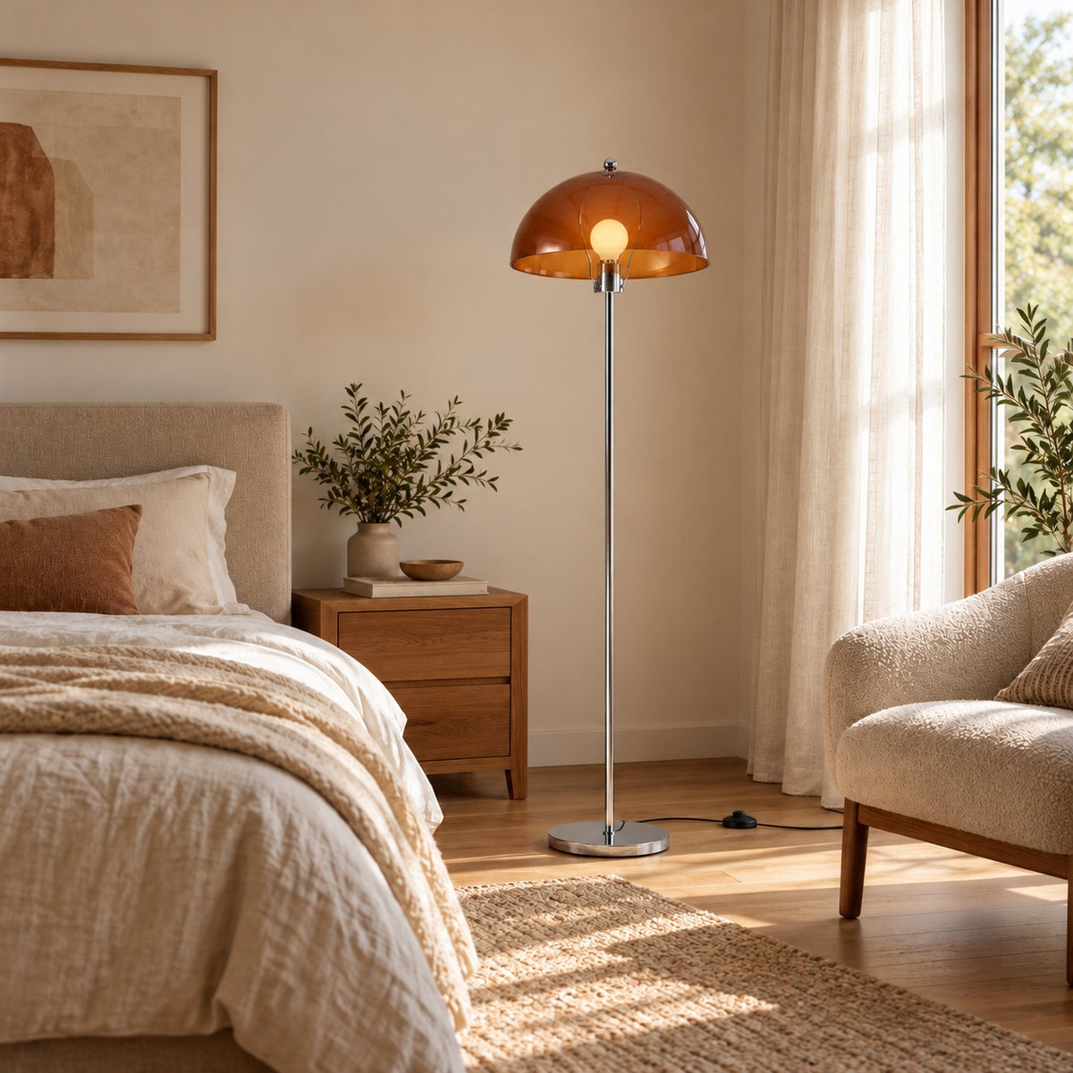 Modern Floor Lamp with Adjustable Height Iron Base and Acrylic Shade for Living Room Lighting