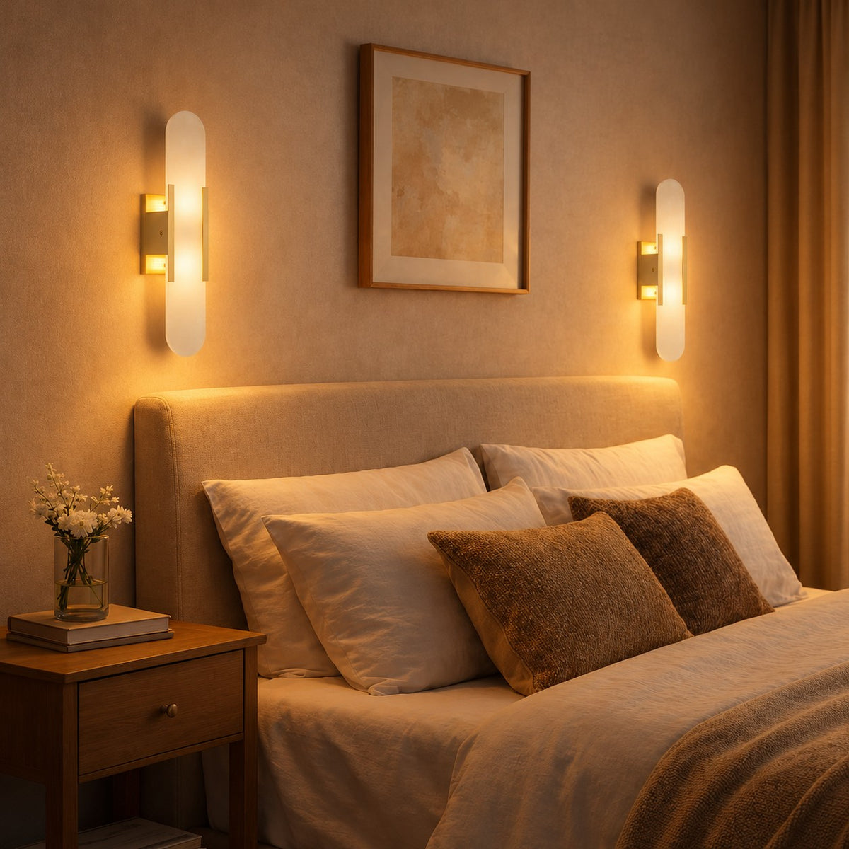 Modern Oblong Wall Sconce Wall Mounted Alabaster Shade LED Wall Light Fixture