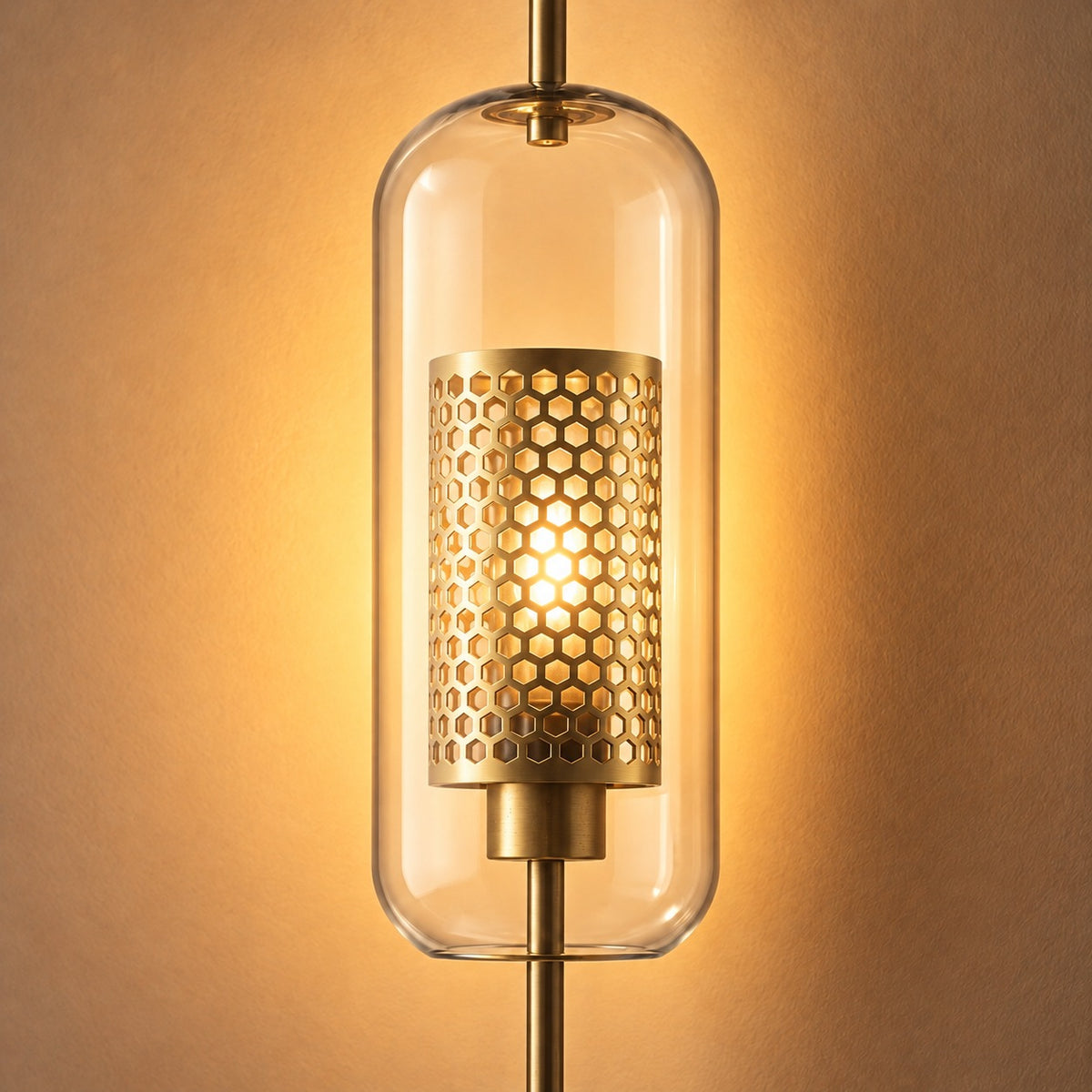Modern Glass Wall Light Wall Mounted Metal Frame LED Sconce for Indoor Illumination