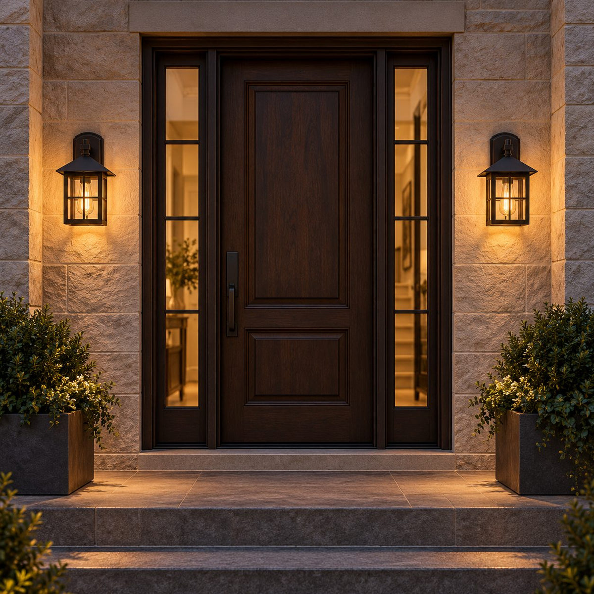 Classic Black Outdoor Wall Lantern IP65 Rated Aluminum Sconce with Glass Shade E26/E27 Socket
