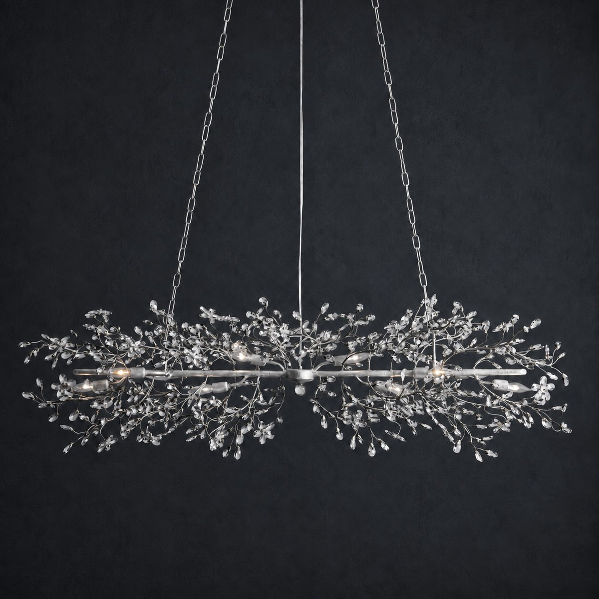 Modern Chandelier Light Hanging Metal and Glass Dimmable 8 Bulb Fixture Adjustable Length