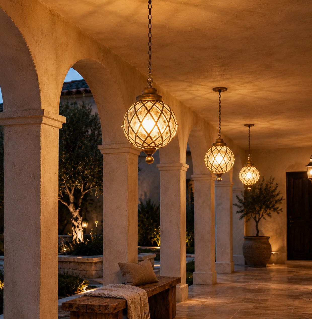 Modern Outdoor Hanging Pendant Light Fixture Aluminum Glass Shade IP54 Rated for Exterior Use