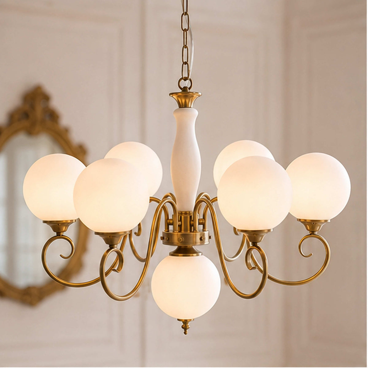 Modern Glass Chandelier Hanging Light Fixture Adjustable Height LED Compatible for Dining Room