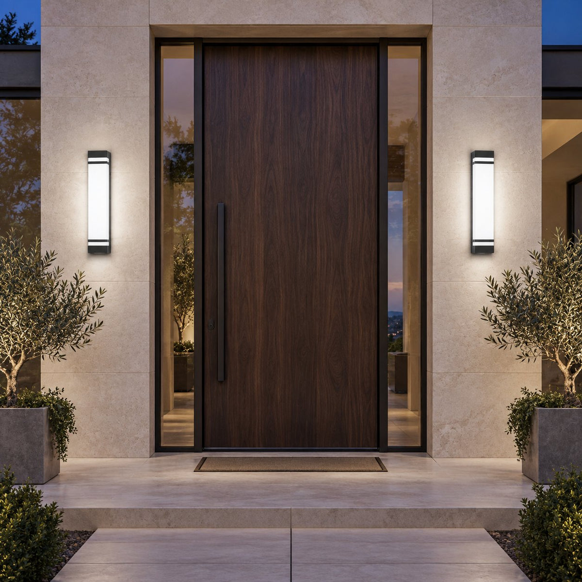 Modern Outdoor Wall Light Waterproof Black Stainless Steel LED Fixture Adjustable Color Temperature