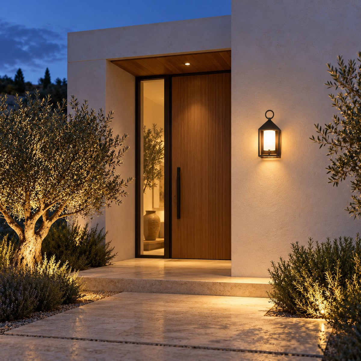 Modern Rustic Outdoor Wall Light Rectangular Lantern Die-Cast Aluminum LED 3000K Waterproof