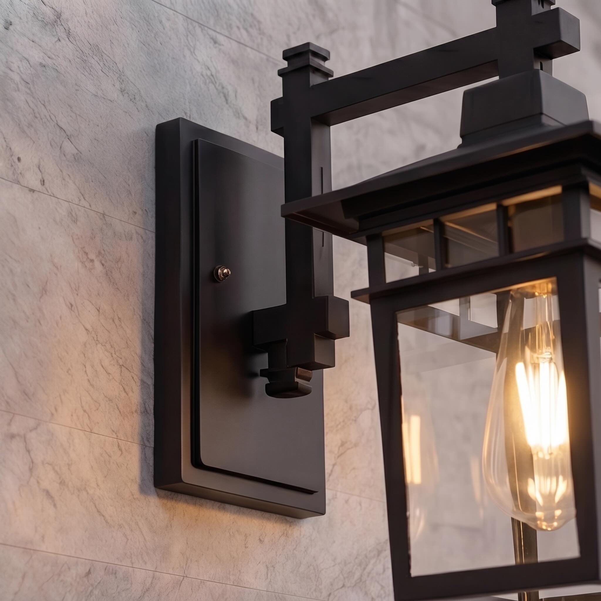 Modern Outdoor Wall Sconce Waterproof Aluminum Glass E27 Bulb for Patio Porch